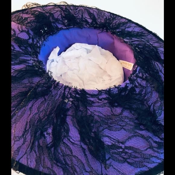 Which hat purple with green 1 of victorian Witch hat Flowers in lace main image 10